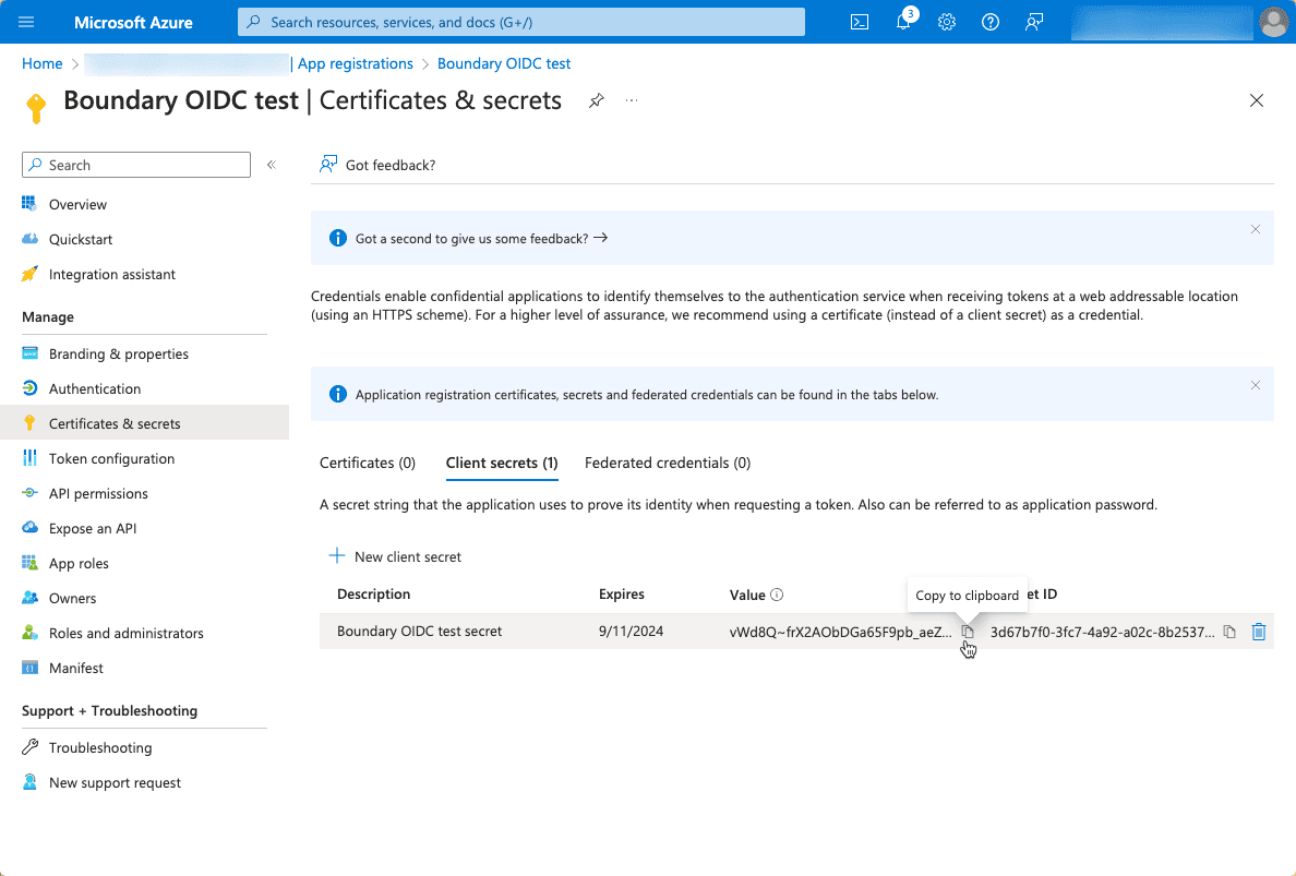 Azure Copy Secret